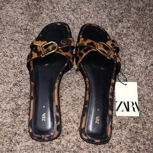 Zara Leopard Print Sandals